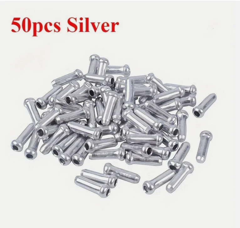 New 50 Pcs Aluminum Bike Bicycle Shifter Brake Cable Tips Caps Ends Crimps