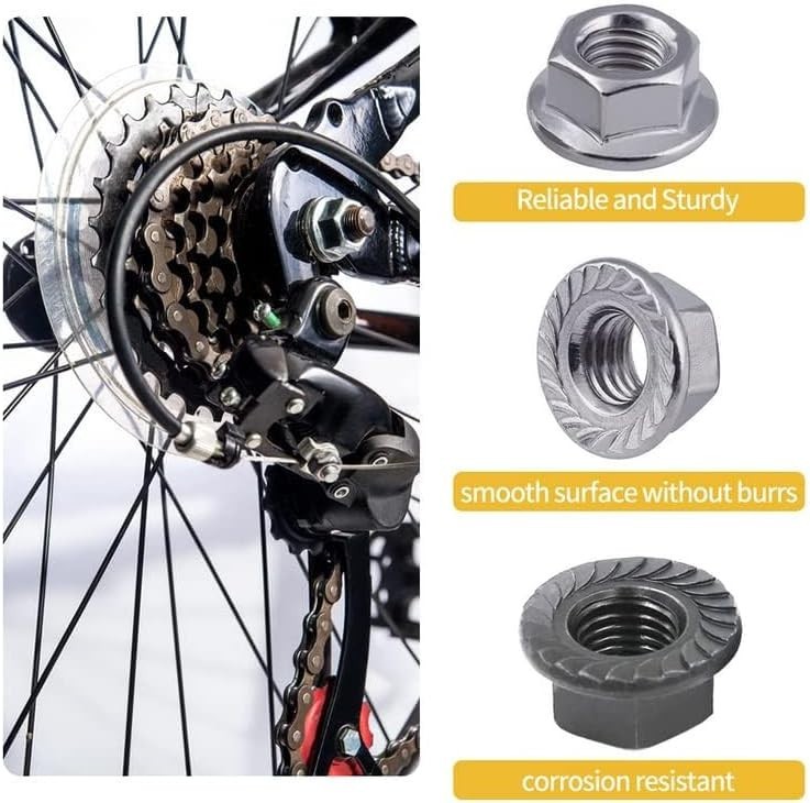 Alloy Steel Bicycle Hub Axle Nut and Washer Kit – Rust Resistant, M8 M9.5 M10