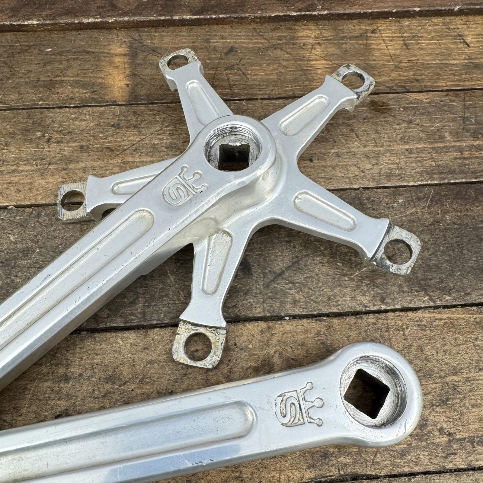 Vintage Sugino Crown Crankset 171mm 144 BCD Old School BMX Arms 5-Arm Alloy