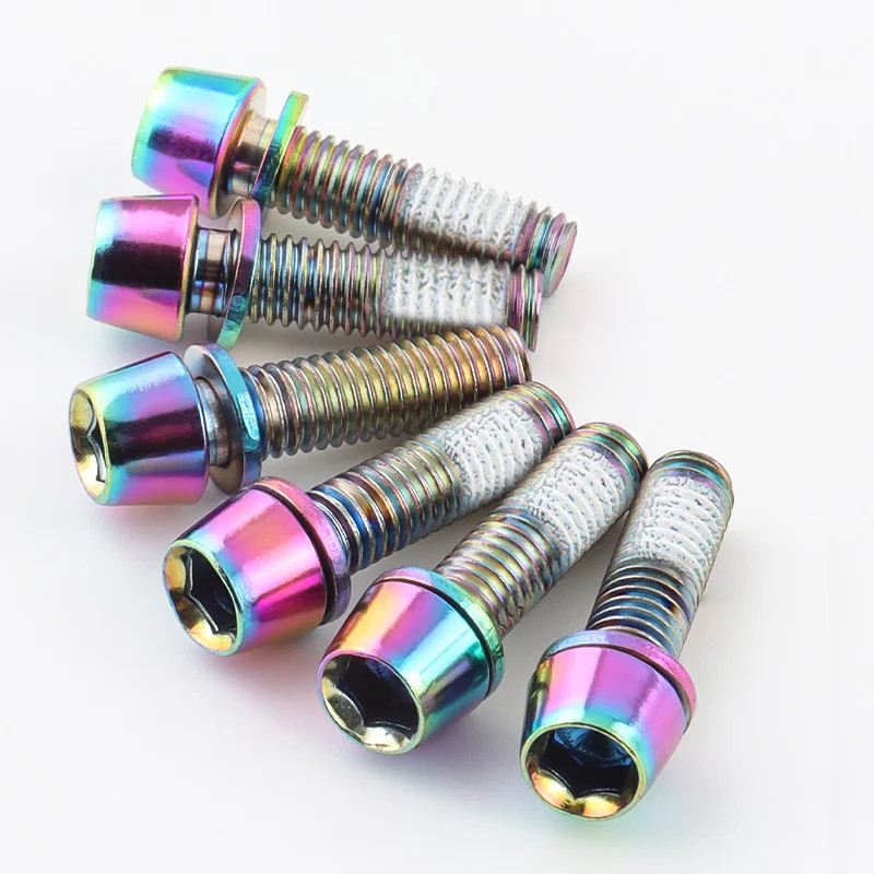 6PCS M5x17mm Bike Stem Bolts with Washers MTB Road Handlebar Stem Screws