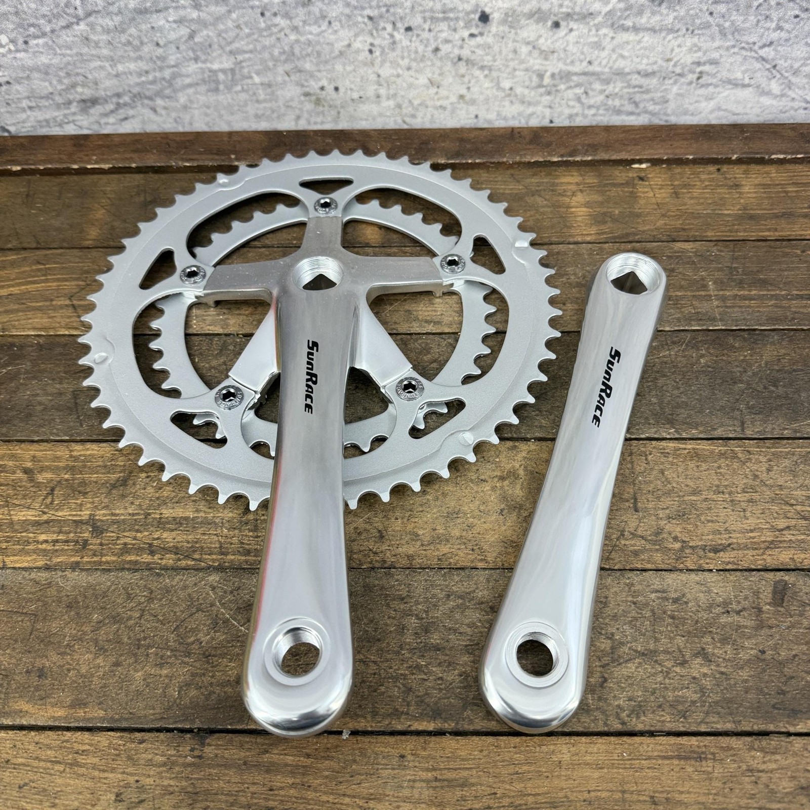 SunRace R31 Crank Set 170mm 53/39T Square Taper Double Road Silver Bike