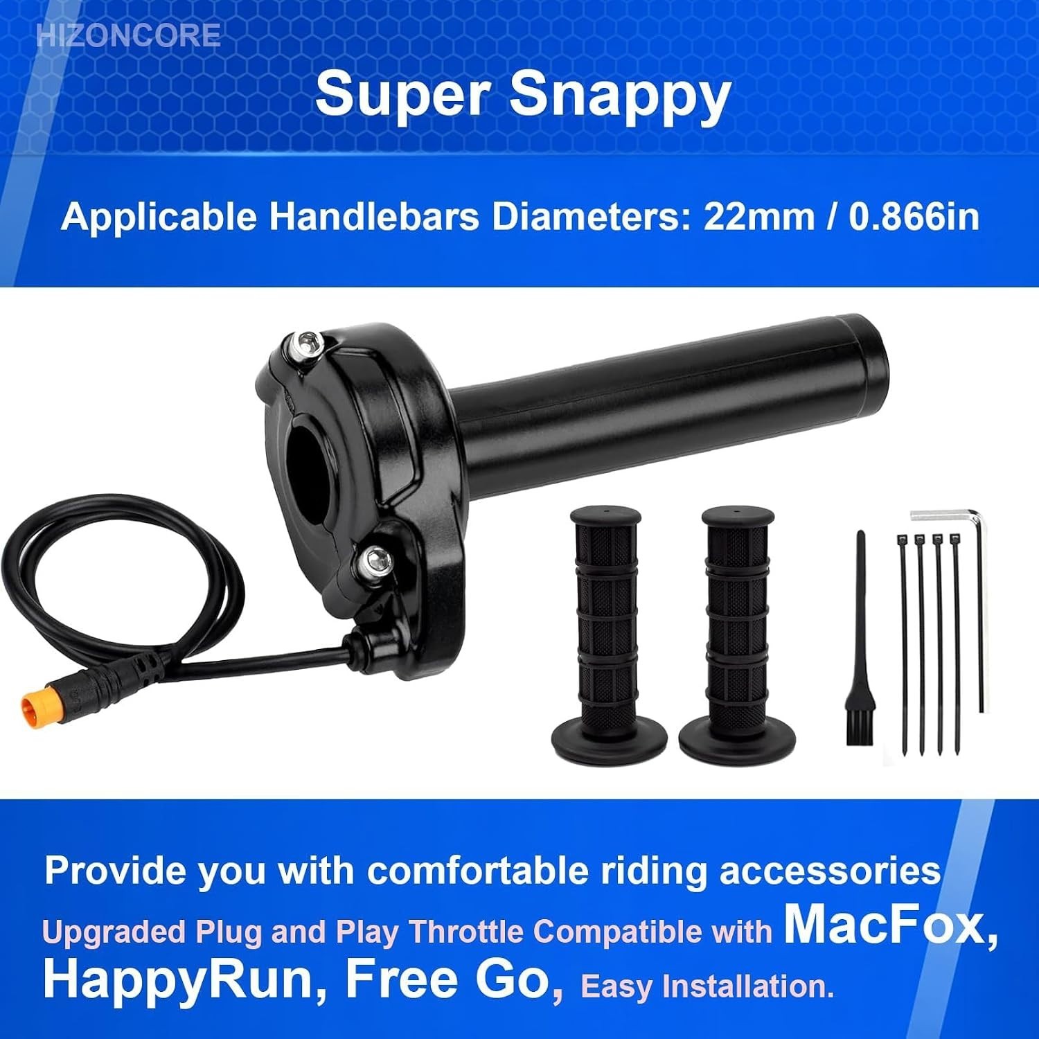 Ebike Full Twist Throttle for Macfox, 3 Pin Surron Style Throttle Grip Kit 12V-7
