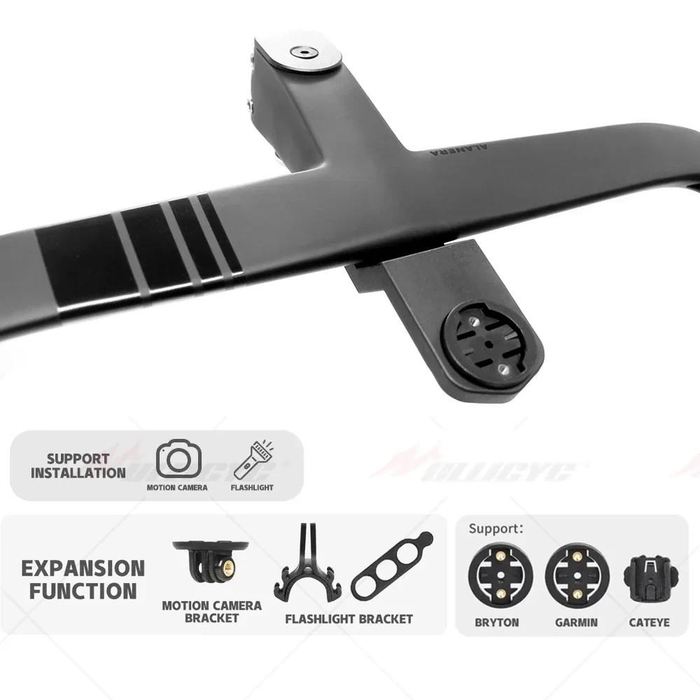 Carbon Road Bike Integrated Drop Bar with Computer Mount Internal Cable Routing
