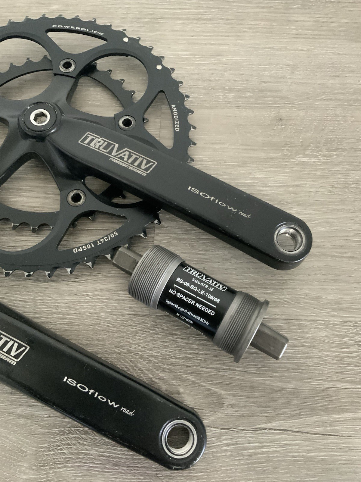 TRUVATIV ISO FLOW CRANKSET DOUBLE 53-39 TOOTH 10 OR 9 SPEED TRUVATIV BB 175 ARMS