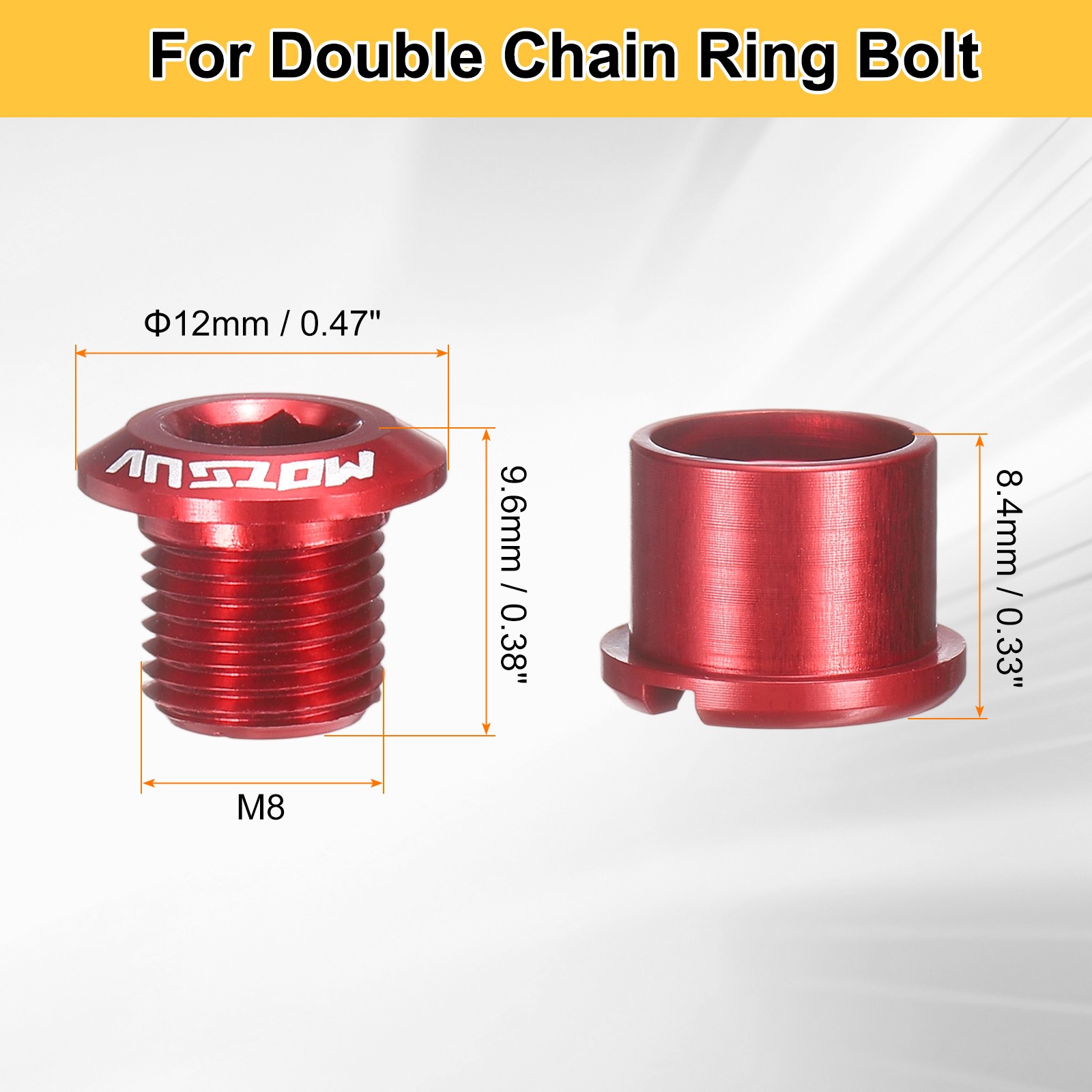 5pcs Double Chain Ring Bolts M8 Aluminum Alloy Bike Chainwheel Screws Red,