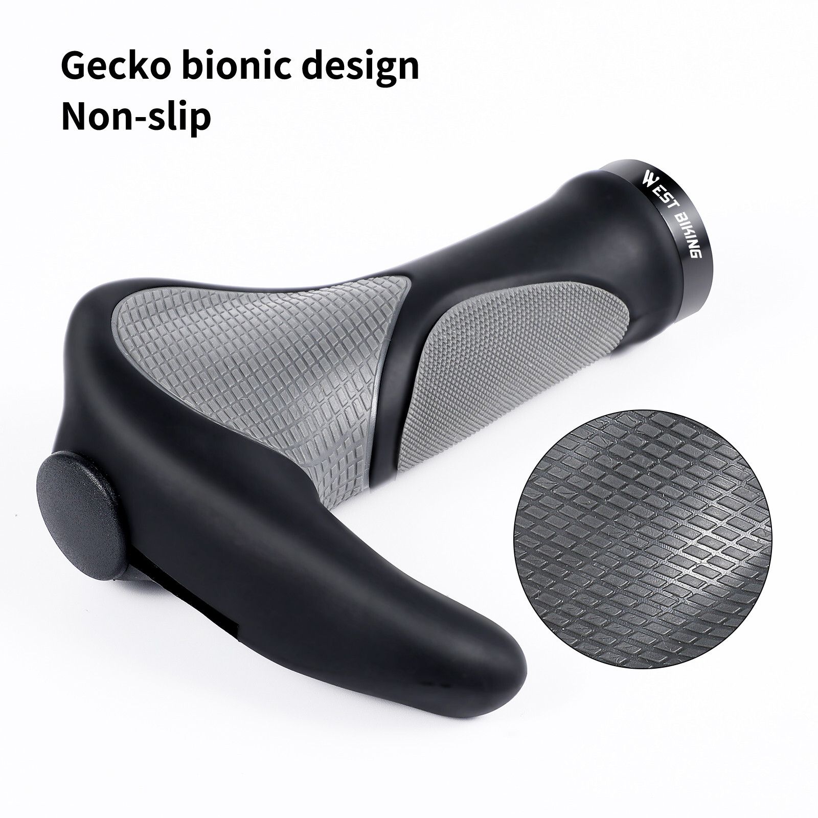 WEST BIKING Bike Grip Lock-on Rubber Ergonomic Bicycle Handlebar Bar Ends Plugs