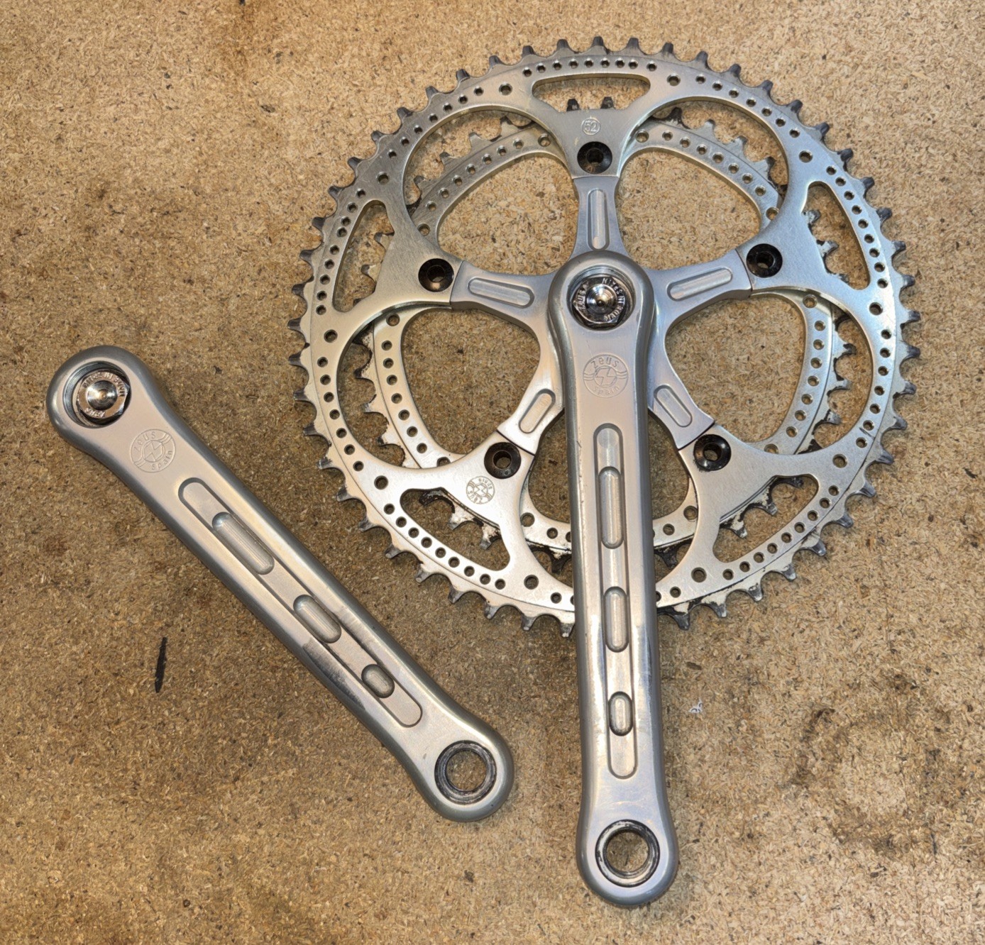 Vintage Zeus Criterium Crankset 170mm 42-52 Custom Drillium