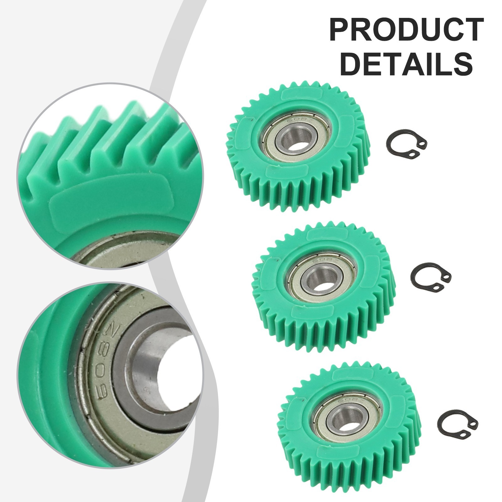 36T Nylon Skew Gears 385mm for Electric Bike Motor 3PCS Set with 608 Bearings