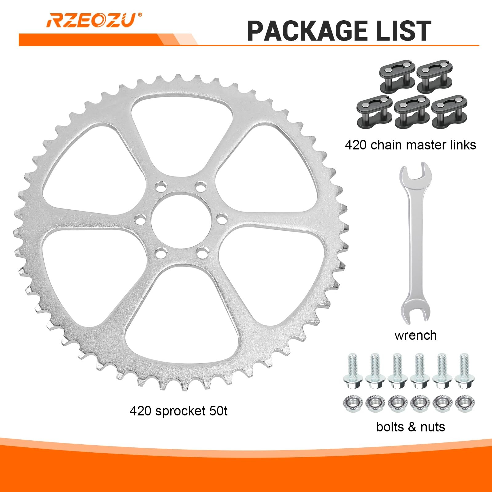 RZEOZU 50 Tooth Rear Sprocket 420 Chain Compatible with #40 41 420 Chain Coleman