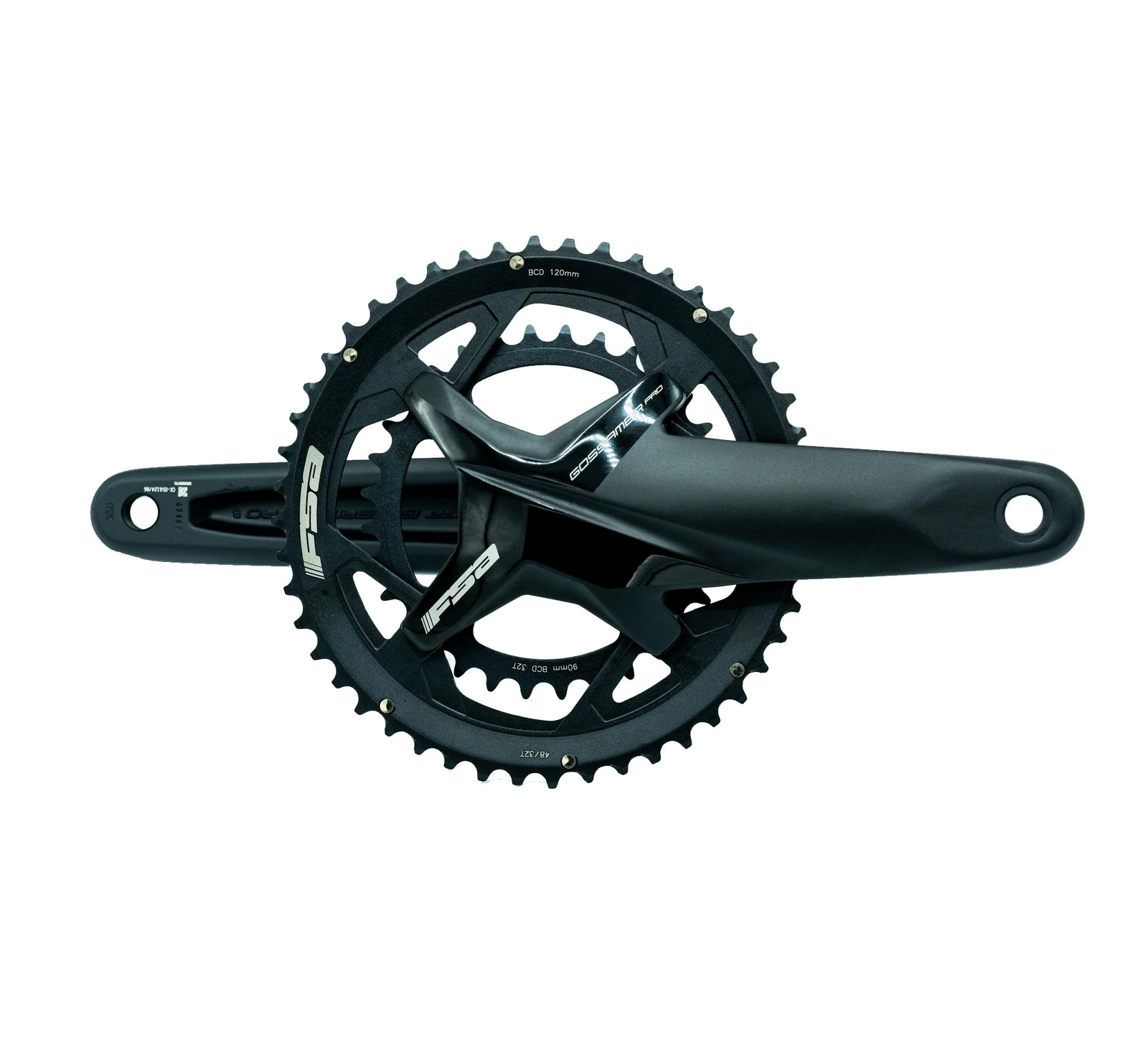 FSA Gossamer Pro Crankset 2x 46/30T 175mm 120/90BCD BB386EVO Black