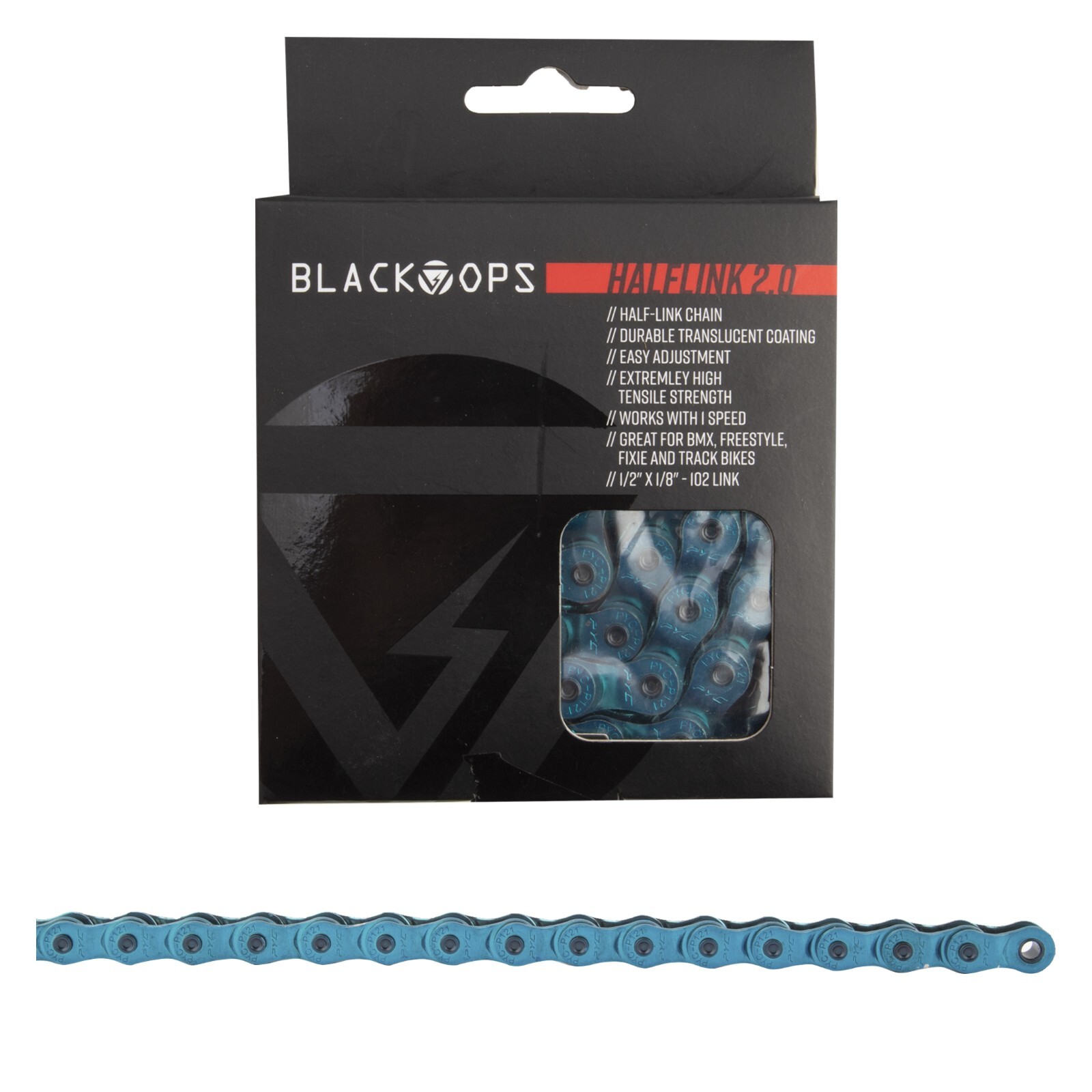 Chain Black-Ops 1/2×1/8 Half Link 2.0 1s Translucent-Blue 102 Links