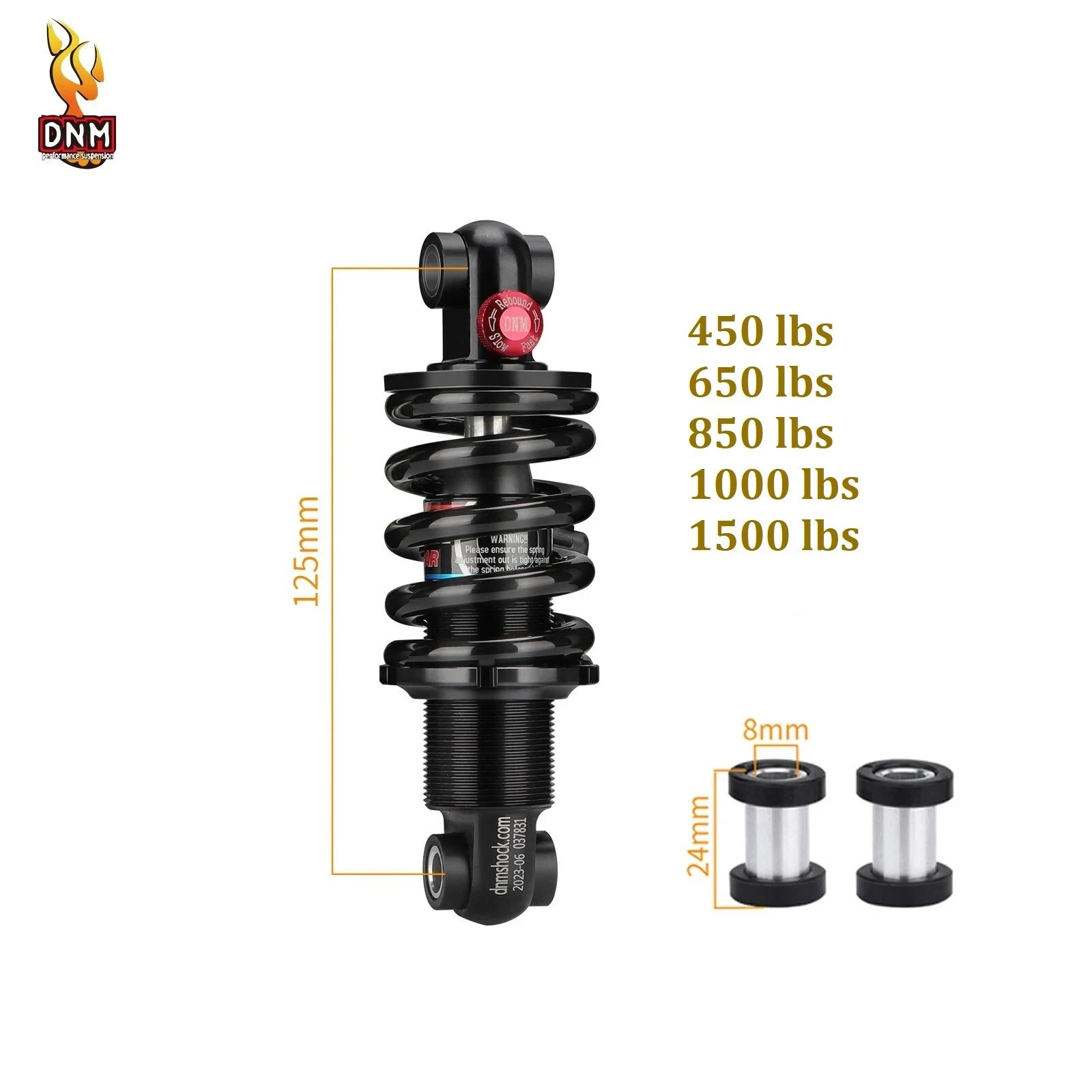 DNM DV22AR Mountain Bike Bicycle Coil Spring Rear Shock 125MM 1500 lbs.
