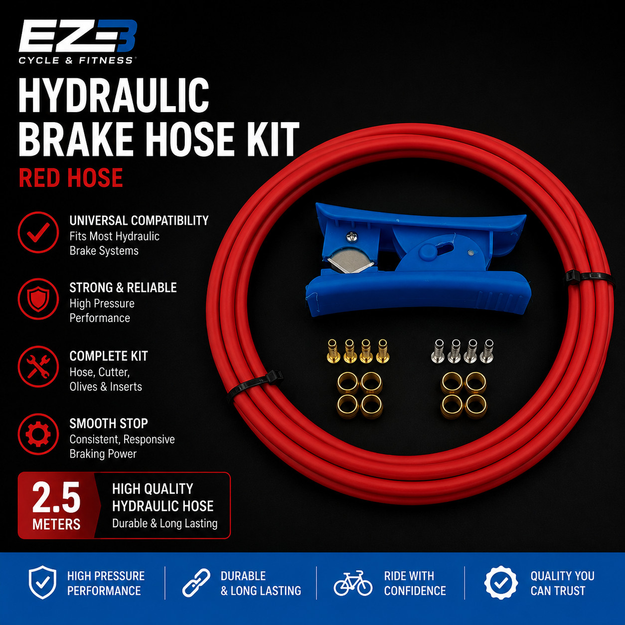 Shimano Compatible Hydraulic Brake Hose Kit BH59 BH90 2.5M Hose Cutter + Fitting