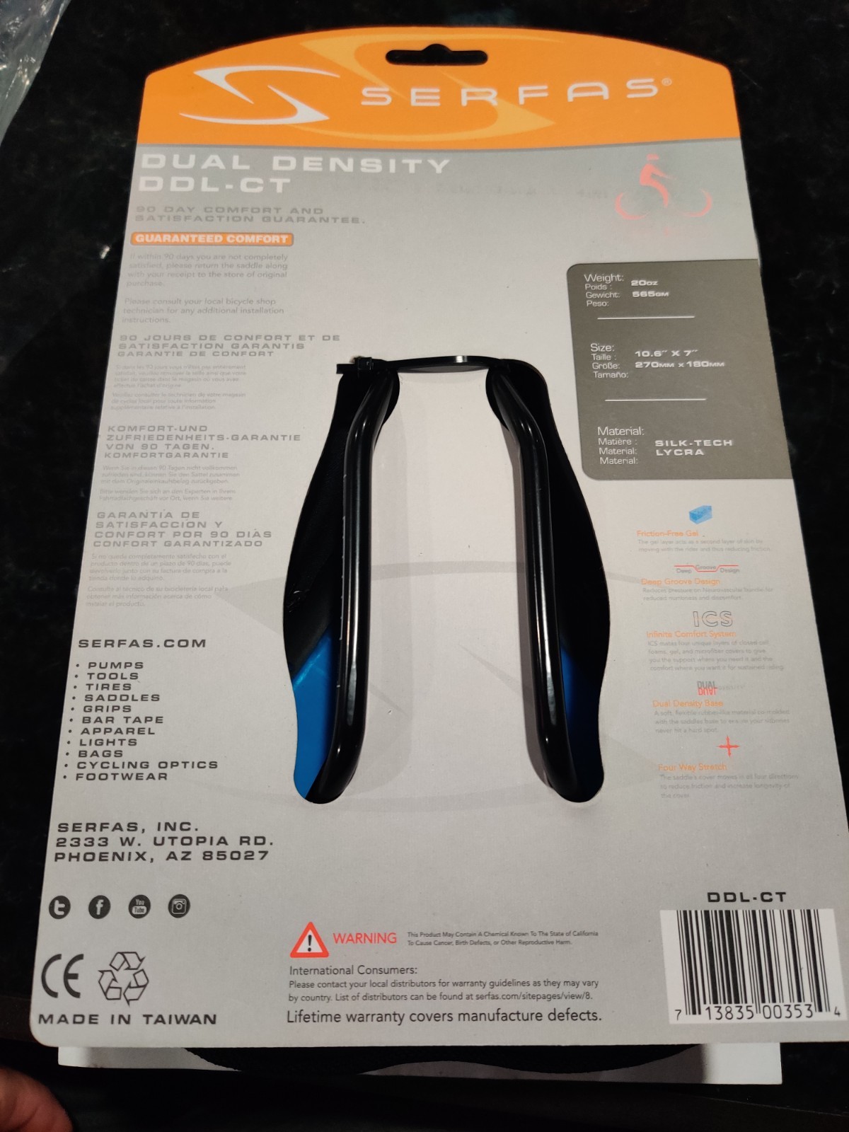dual density gel saddle with cut out by Serfas women’s model DDM-CT