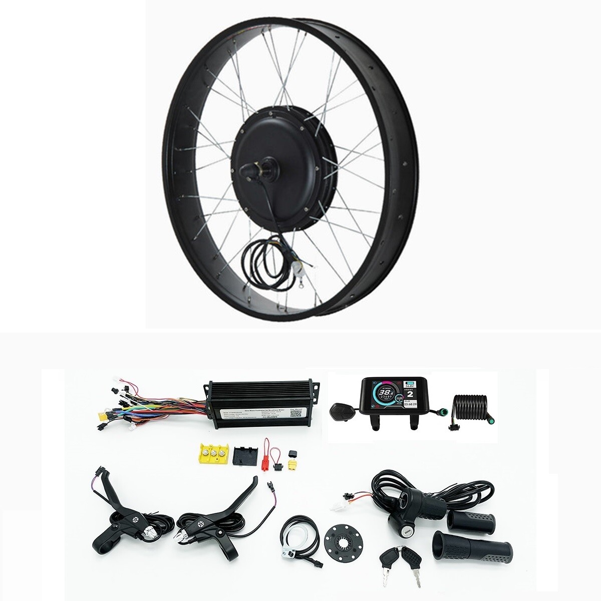 36-52V 1200-1800W 175mm 190mm dropout 20″/24″/26″ Fat Wheel Ebike Conversion kit