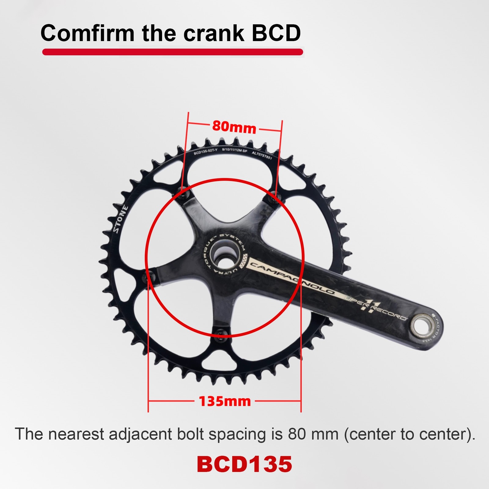 Stone 135BCD Chainring Round Narrow Wide 42t to 60T Road MTB Bike for campagnolo