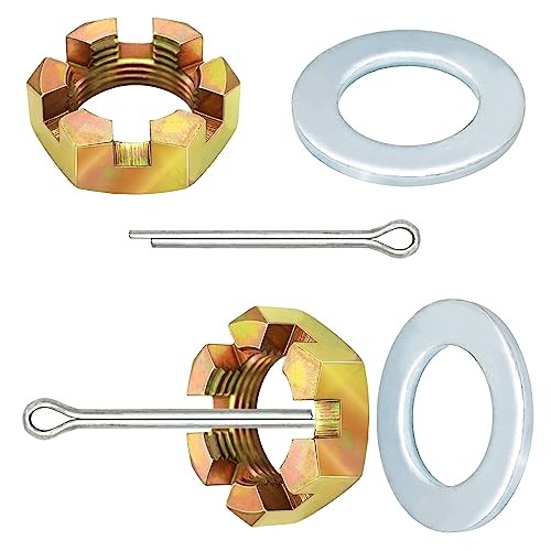 2 Sets Trailer Nut Kit for 1″ Shaft Spindle, Includes 1″ Shaft Spindle Nuts 1″