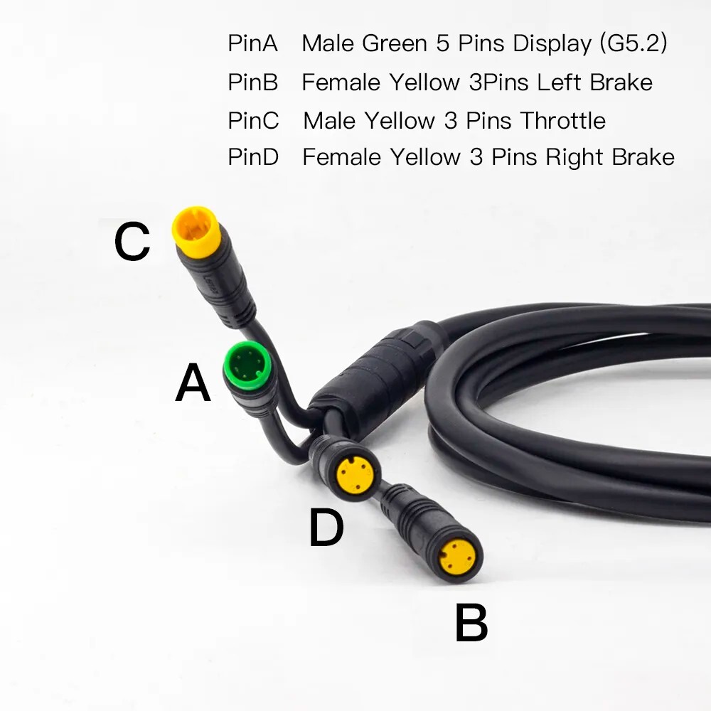 1T4 Wiring Harness Cable For Bafang BBS01 BBS02 BBSHD Mid-Drive Motor Kits