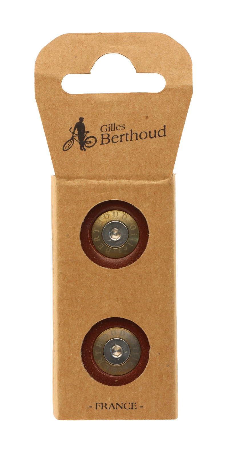 Gilles Berthoud Road Handlebar End Plugs PAIR Brown Leather NEW NOS NIB