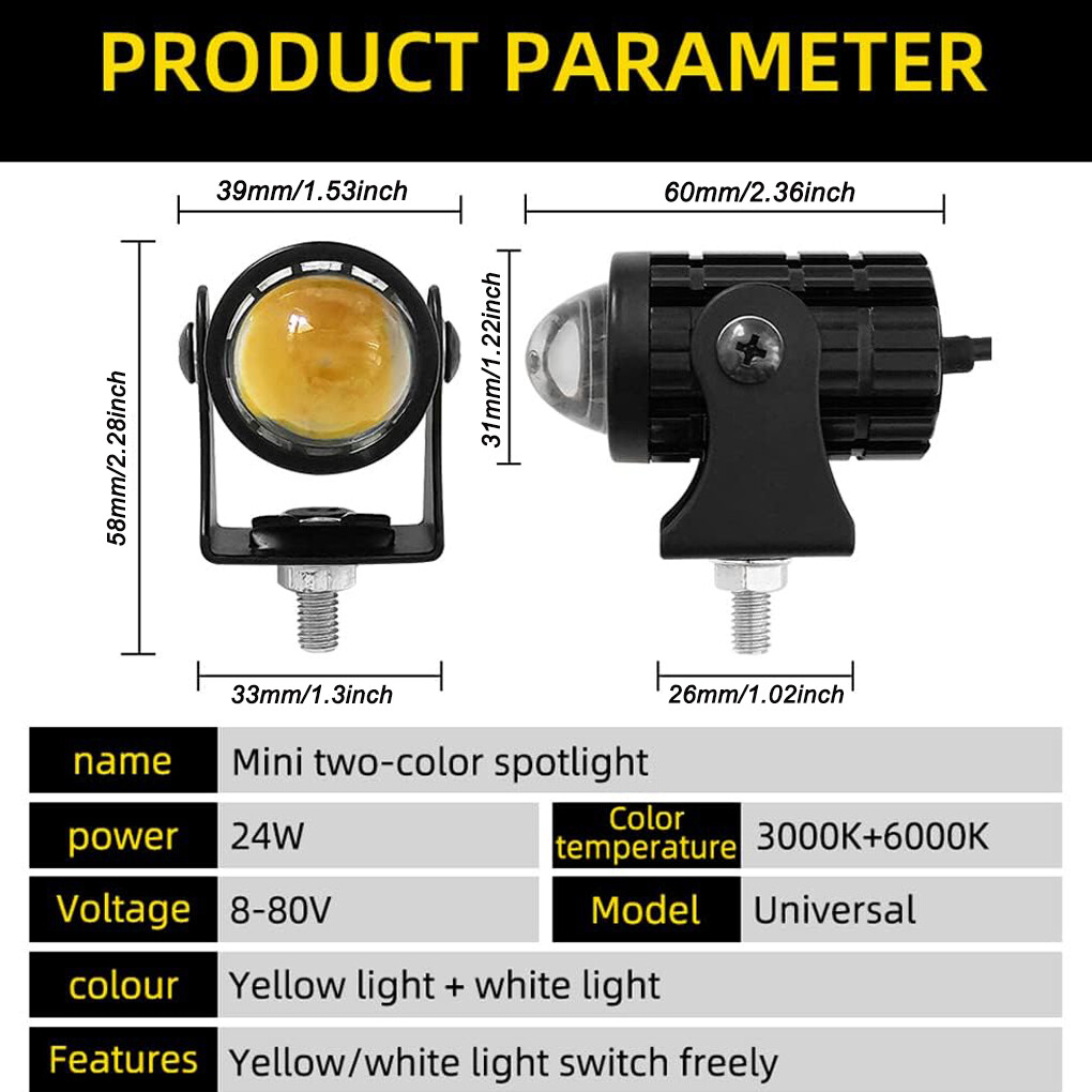 For Sur Ron Surron Bee X S X160 X260 Yellow White Spot Driving Fog Light 2 Pack