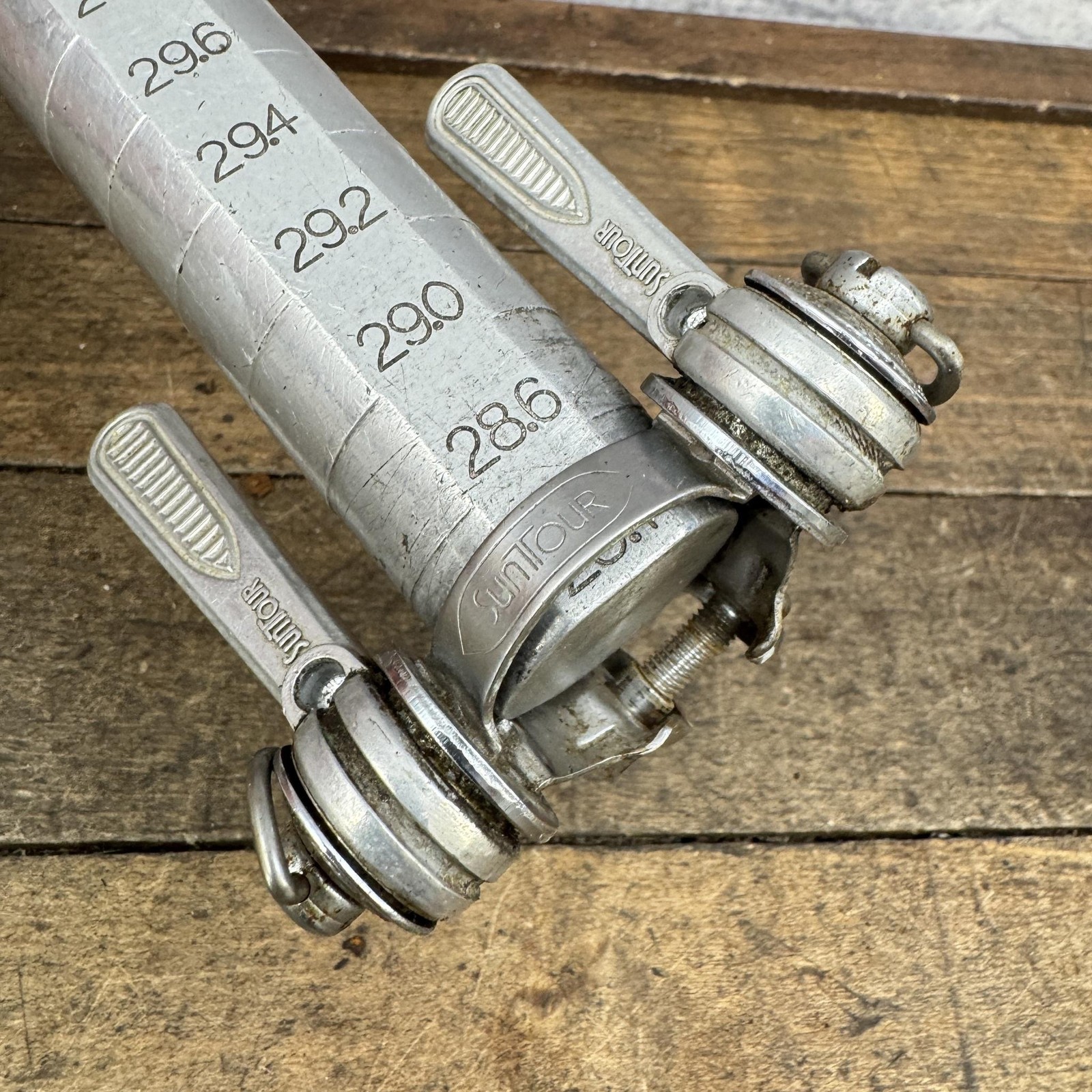 Vintage Suntour Down Tube Friction Shifter Set Clamp 28.6 Silver Road 80s