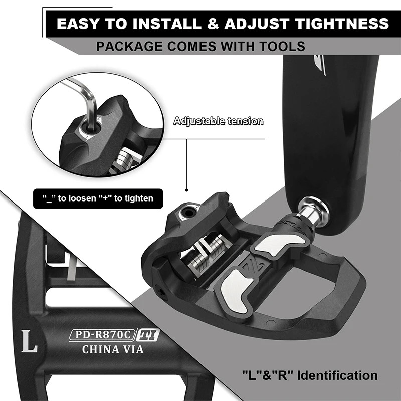 Road BIke Self-locking Clipless Pedals Nylon/Carbon Fiber Lock Pedal with Cleats