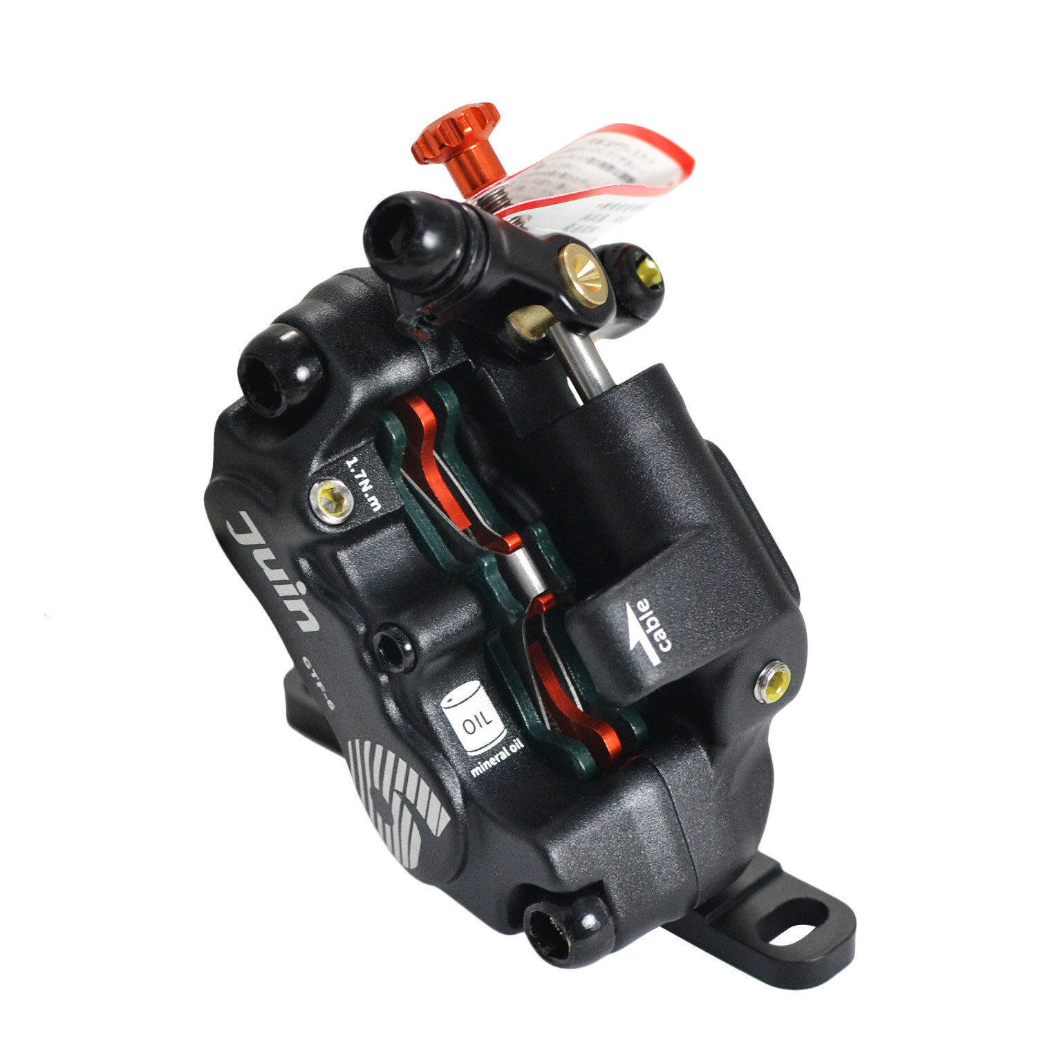 JUIN TECH GTF-6 6 Pistons FlatMount eBike CX Hydraulic Disc Brake Caliper,BK