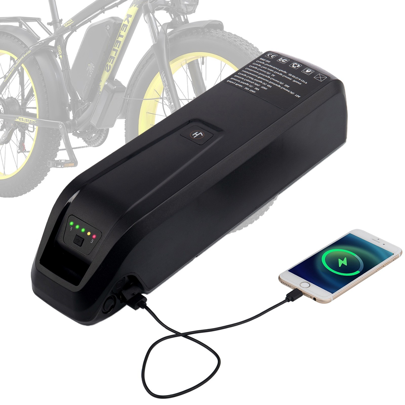 5PIN 36V ebike battery 36V 10Ah lithium Battery W/ USB Port for Bike 750W Motors