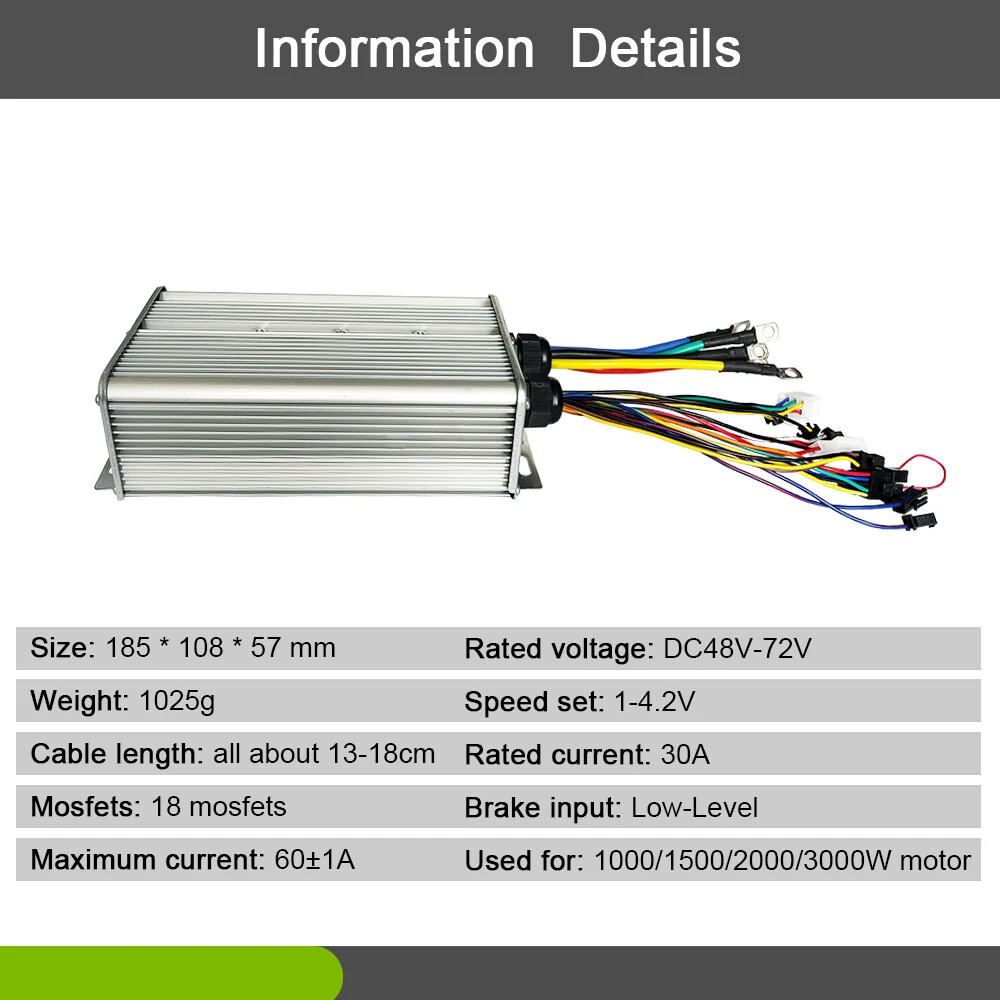 60A Dual Mode Controller with Light Lock Plug for 1000/1500/2000/3000W Motor
