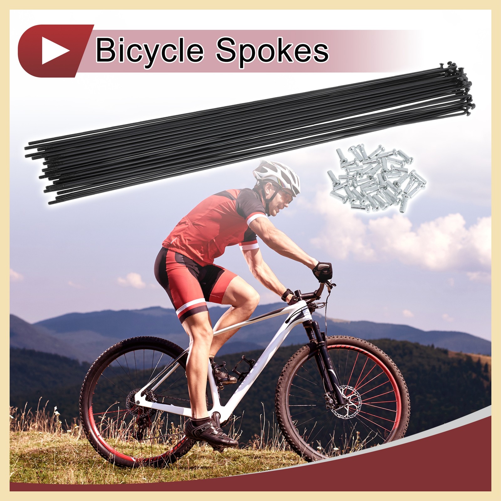 36Set 14G Bicycle Spokes 299mm Bike Wheel Spokes Carbon Steel Black