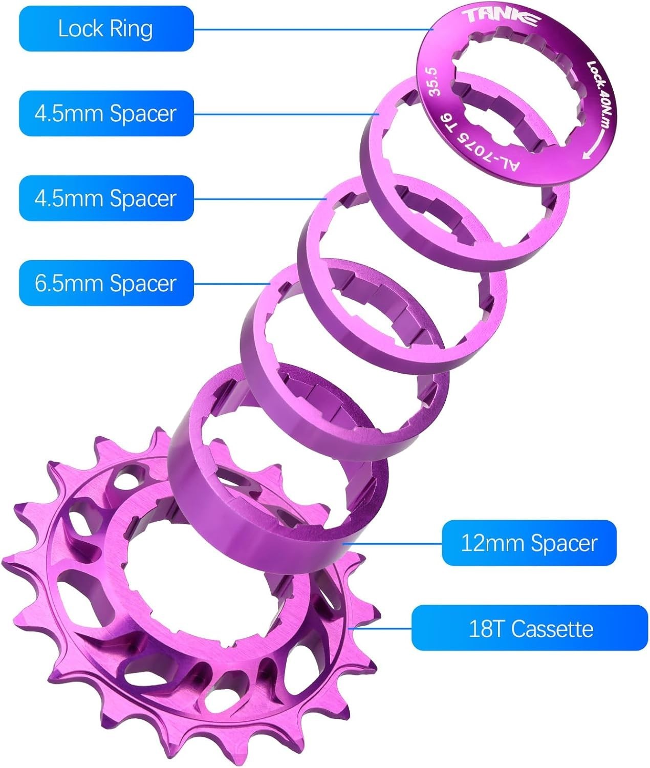 Aluminum Single Speed Cog Kit