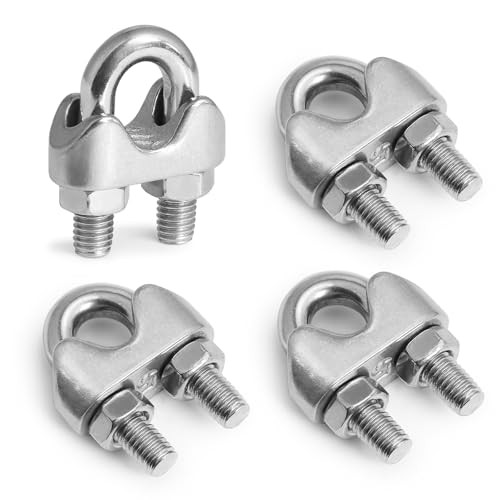 4pcs Wire Rope Clamp, 3/16 inch Cable Clamps Stainless Steel Wire Rope Clips M5