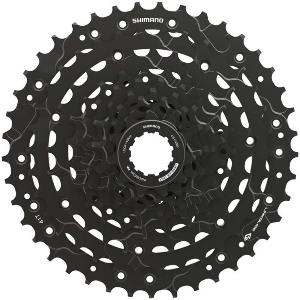 Shimano CUES CS-LG300-9 Cassette – 9-Speed, 11-41t, LINKGLIDE, Black