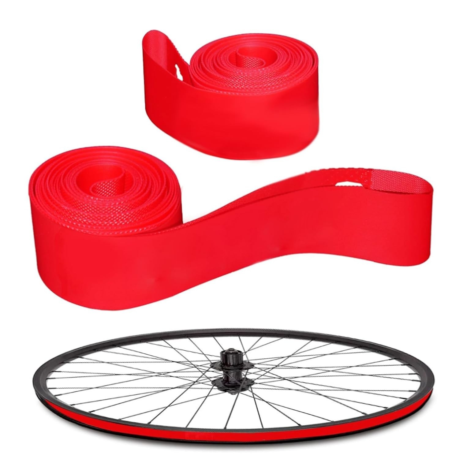 Puncture Resistant 26” Rim Tape – 2Pcs Red Elastic PVC for Mountain & Road Bikes