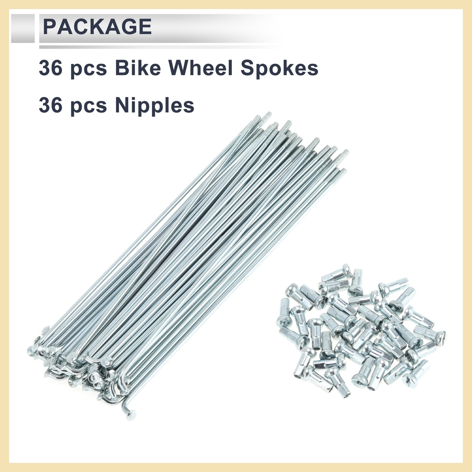 1Set 12G 159mm Length Bicycle Spokes Nipple Carbon Steel Galvanized Silver Tone
