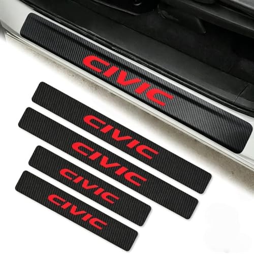 4PCS Carbon Fiber Style Leather Door Sill Protector Scuff Plate Cover Guard ci
