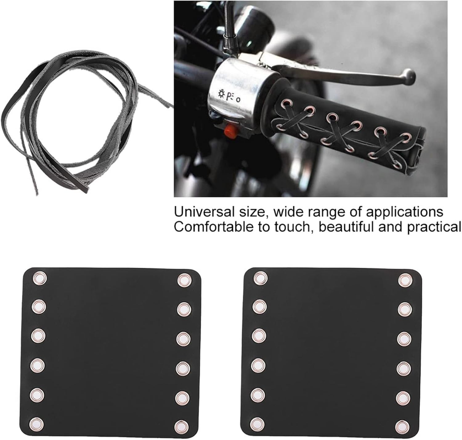 Motorcycle Leather Handlebar Hand Grip Covers, Strong and, Comfortable Touch, Fi