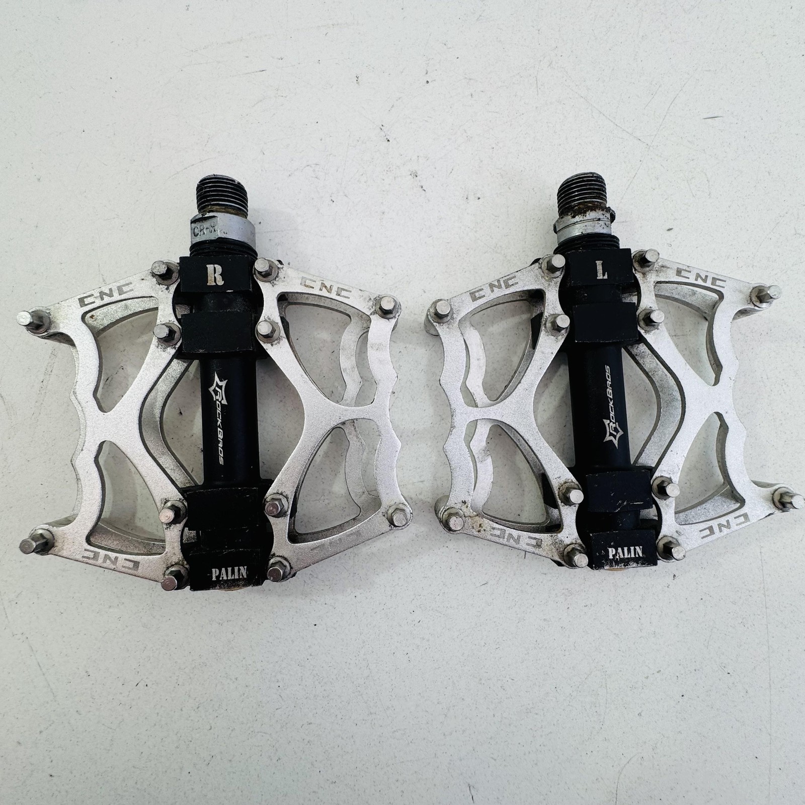 RockBros Palin Platform Bike Pedals Silver Black 9/16 In Flat MTB BMX CNC A80