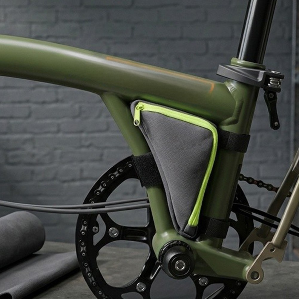 Compact Triangular Bicycle Bag for Brompton Frame 5.51×4.13×1.65 inch Green PU