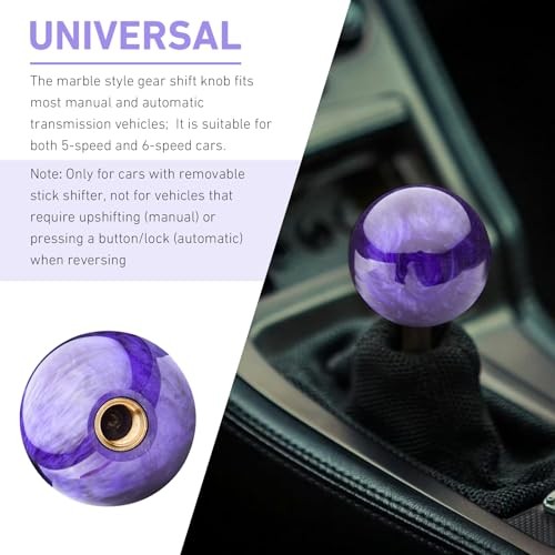 Car Gear Shift Knob, 2.13″ Round Shifter Ball Head with 3 Size 1 PC Purple