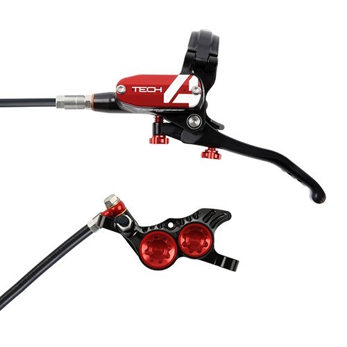 Hope Tech 4 V4 Downhill E-Bike Brake – Black/Red – Black Hose – Right Hand Rear