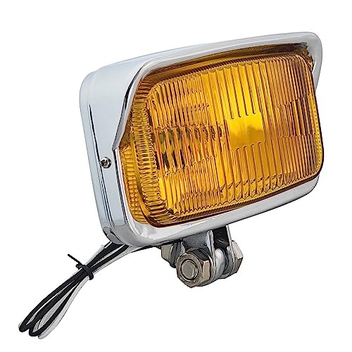 Vintage Motorcycle Headlight 6.5″x 3.5″ Upgraded LED 1025 chrome amber lens