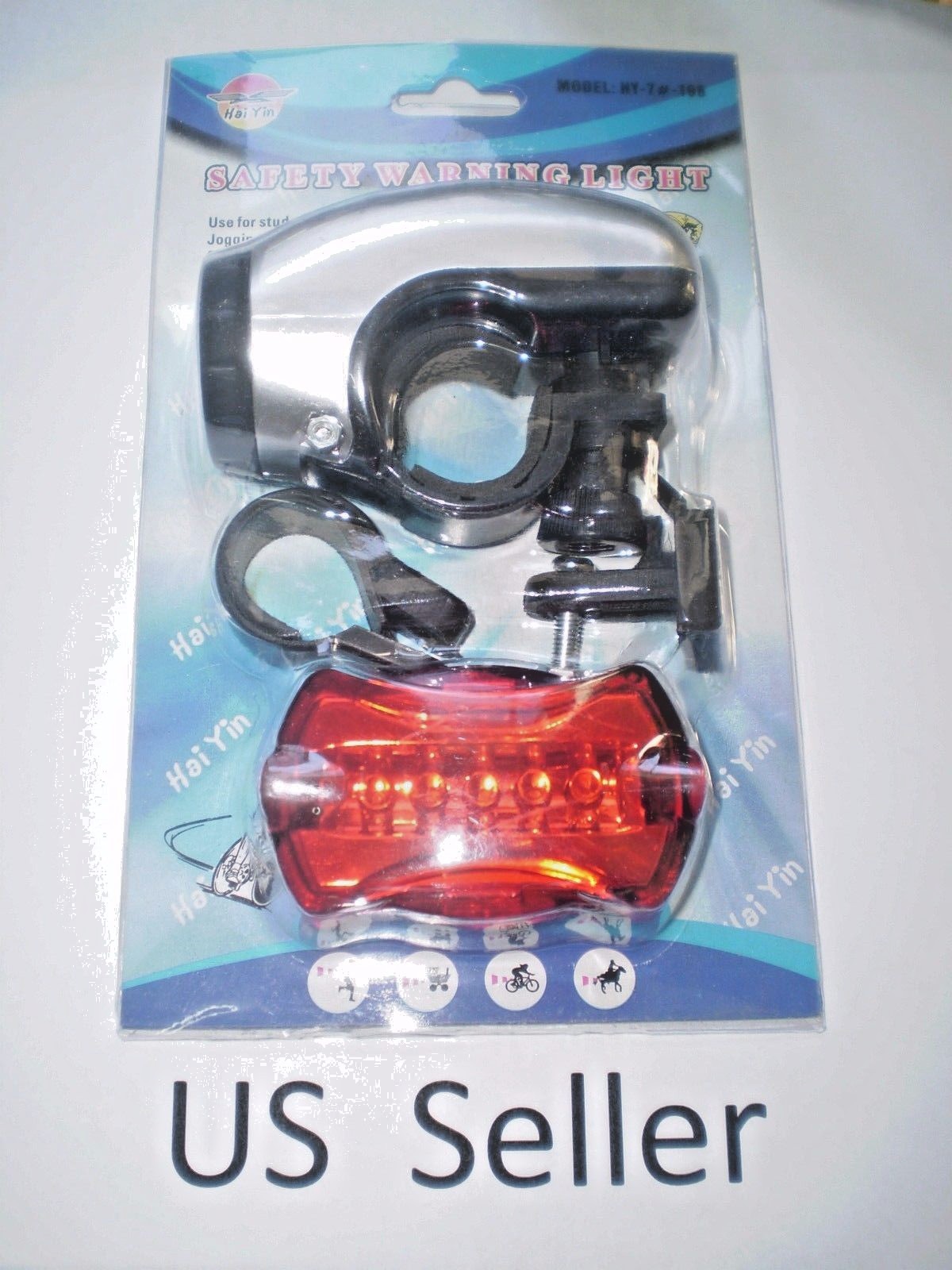 WOW NEW Bike Bicycle Waterproof 5 LED Head Light+5 LED Rear light US Seller