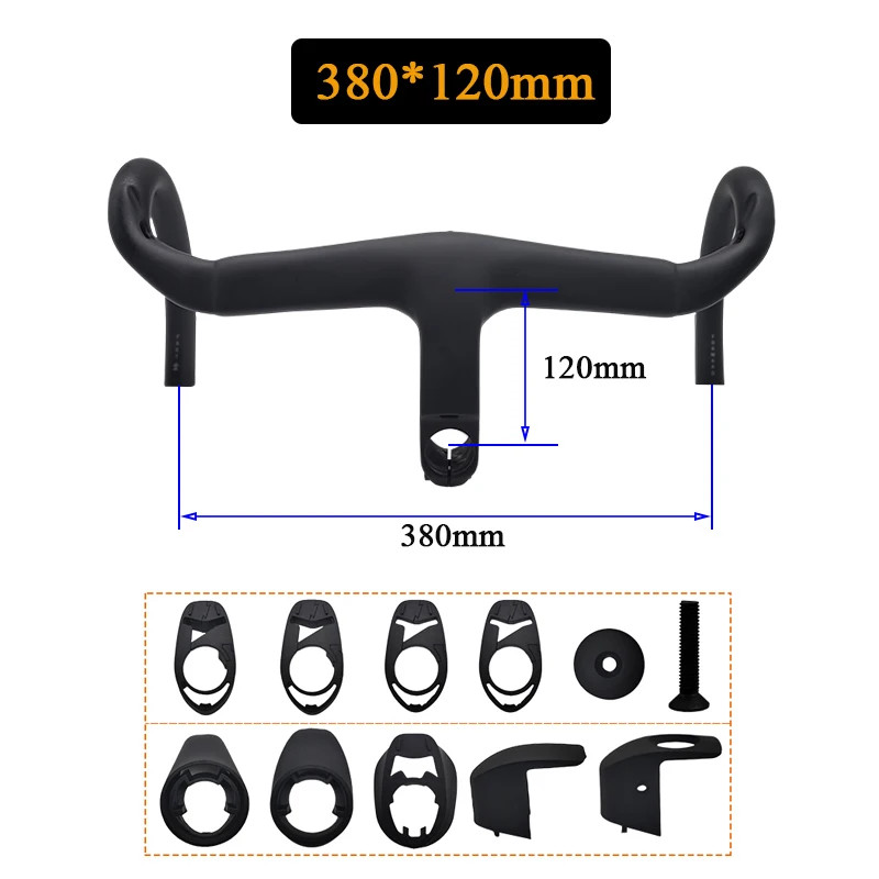 Carbon 380-440mm Internal Wiring Integrated Drop Bar 28.6mm with Bike spacer