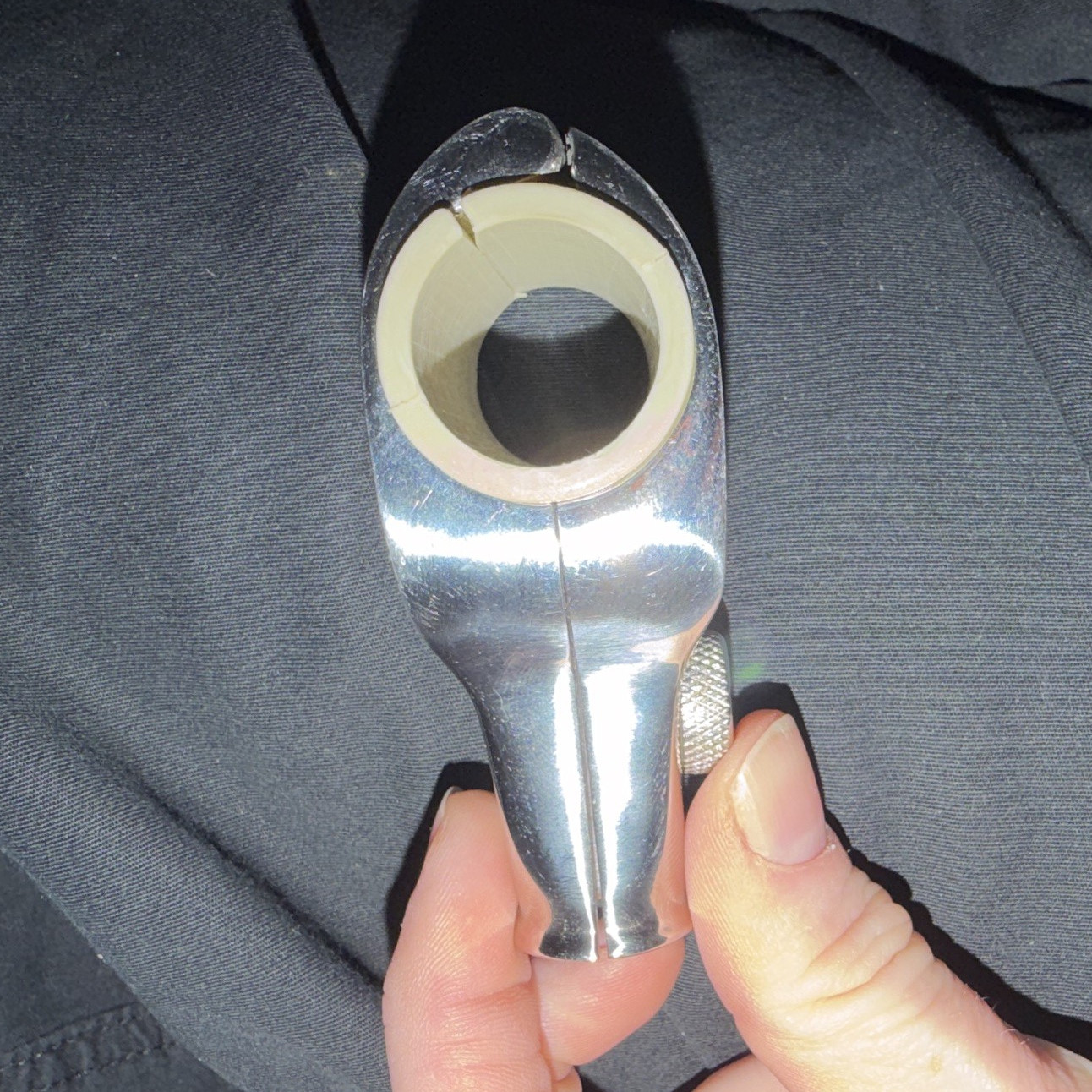 Threadless Bicycle Handlebar Stem Clamp, Silver/Chrome Finish
