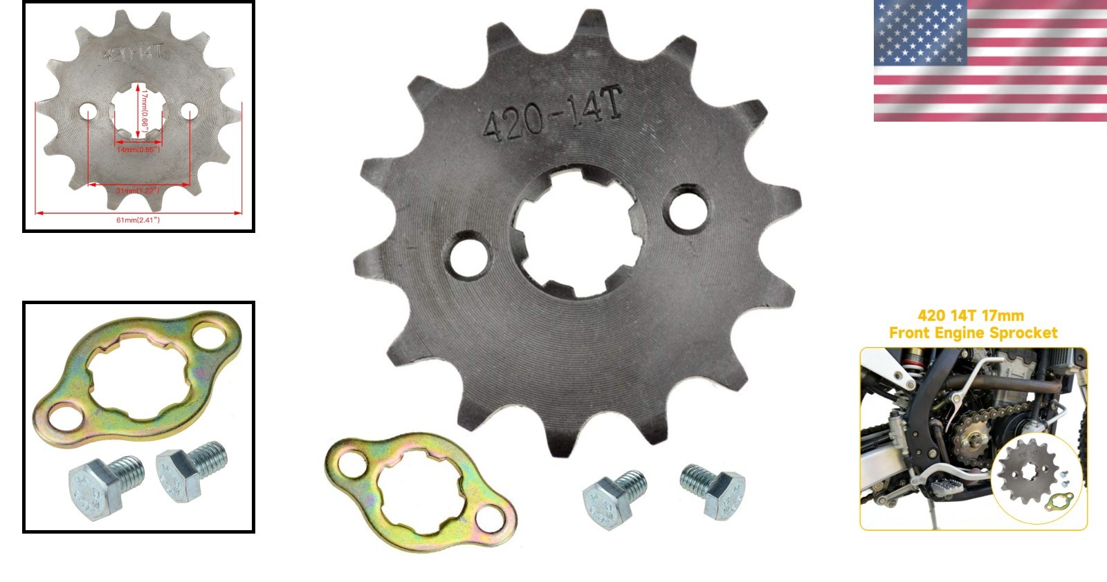 Durable 420 14T Front Sprocket for TaoTao, Coolster, and More – Easy Install Kit