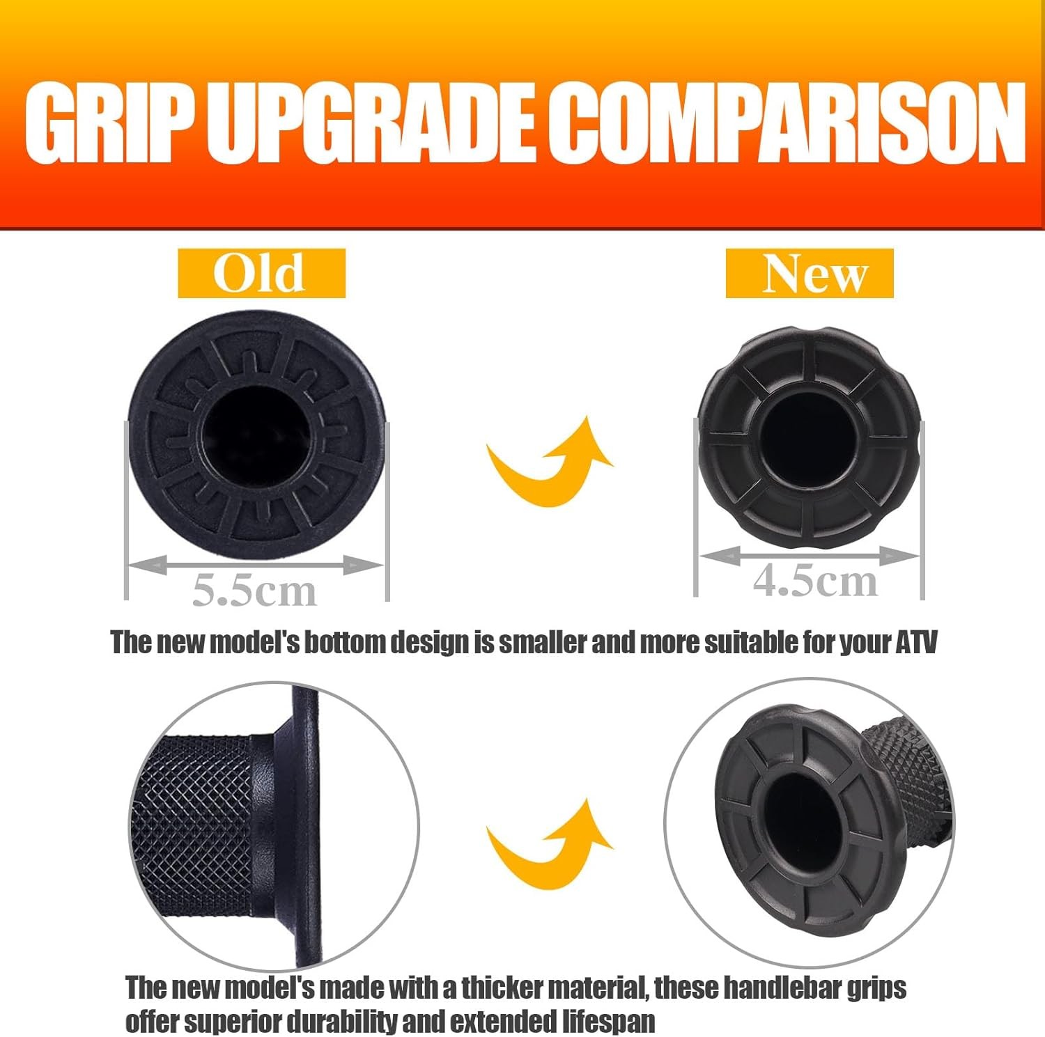 7/8» ATV Grips Upgrade Universal Handlebar Grips Soft Rubber Thu Color: Black