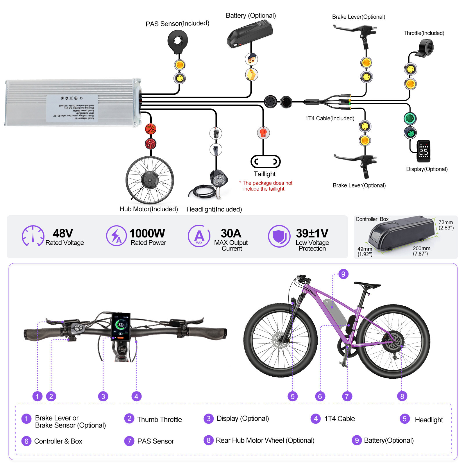 BAFANG 48V1000W Rear Hub Motor 26″ 20» Wheel Hub Motor Bicycle Conversion Kit