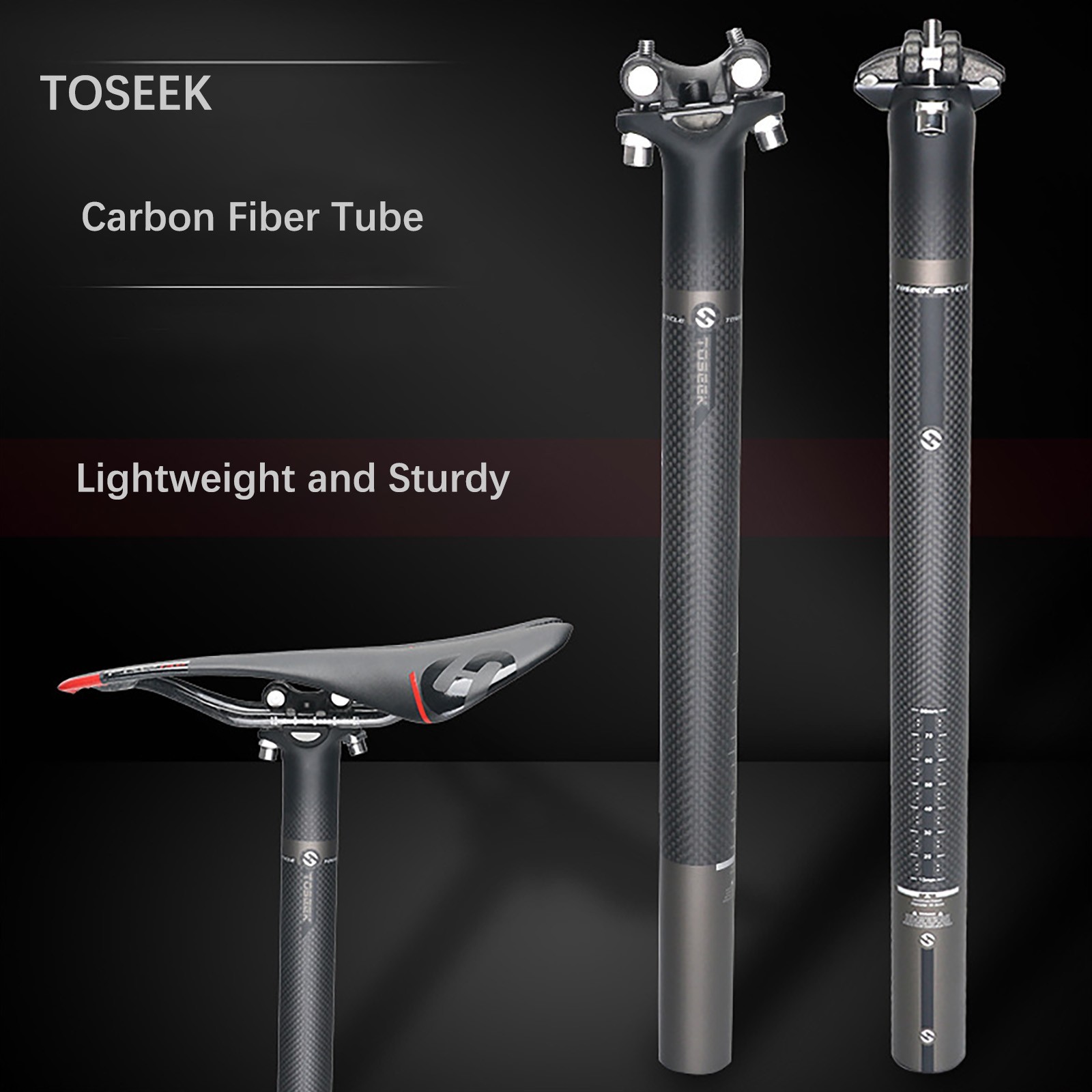 3K Carbon Fiber Bike Tube Seatpost Cycling Racing Road Bicycle Seat Post 27.2mm
