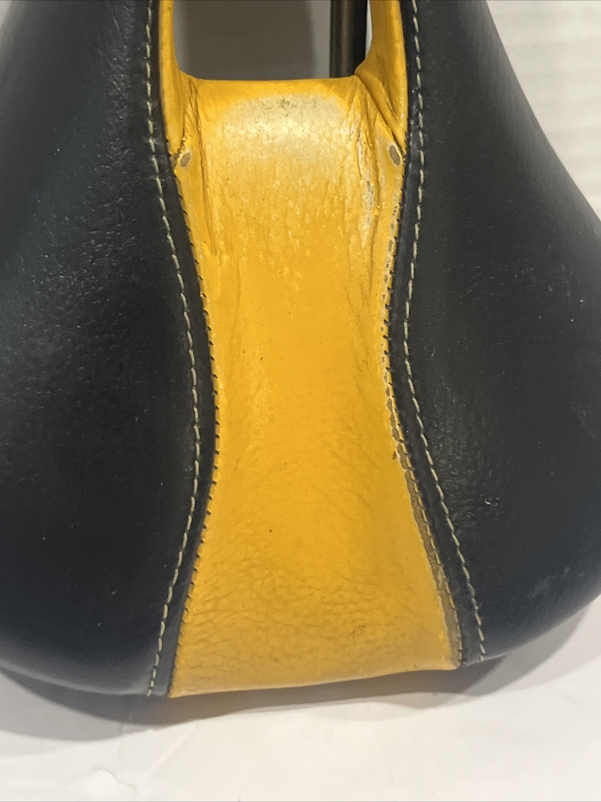 Terry Liberator Ti-Race Bicycle Comfort Saddle Black and Yellow Leather Cutaway 
